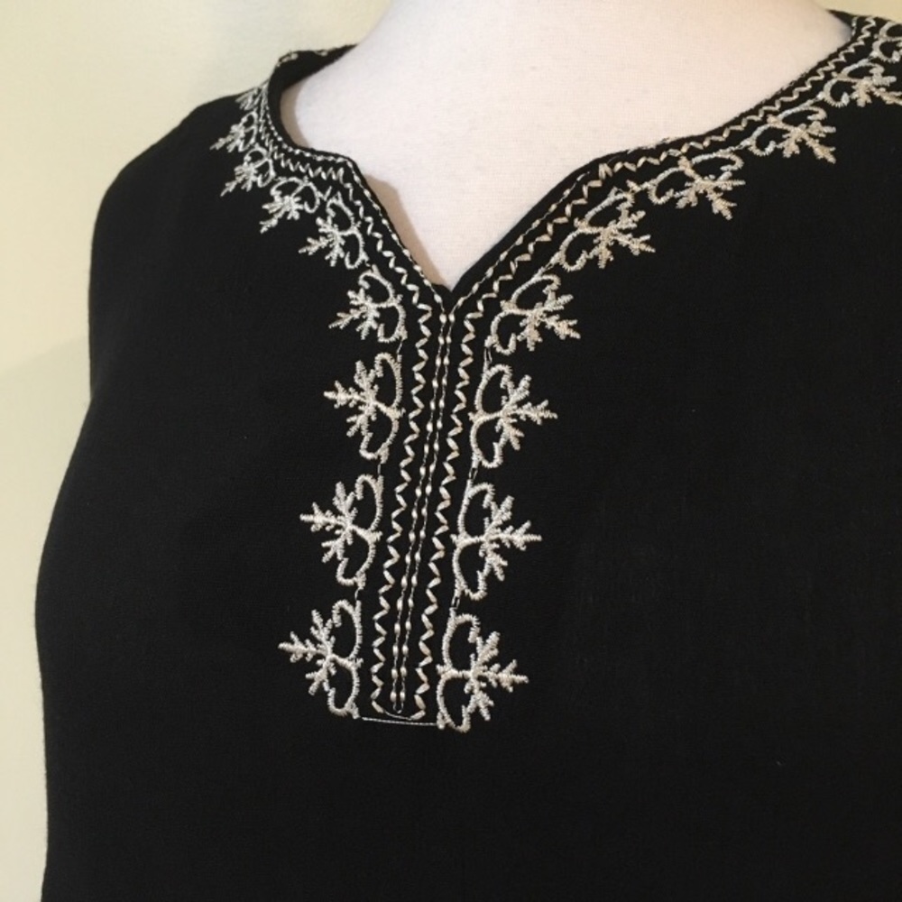 Boho Embroidered Split V Neck Bell Sleeve Top - Picture 3 of 4